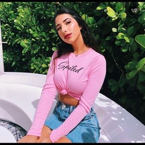 Pink “Spoiled” Crop Top Size S
